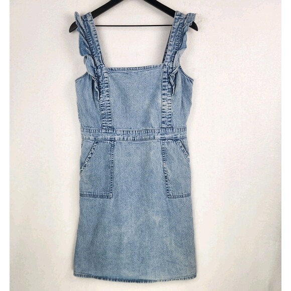 Japna Dresses & Skirts - Japna Denim Dress Large Ruffle Light Wash 100% Cotton Western Country Cowgirl